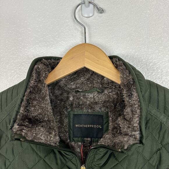 Weatherproof Vest Women XXL Olive Green Quilted Faux Fur Lined Full-Zip Classic - Picture 5 of 11